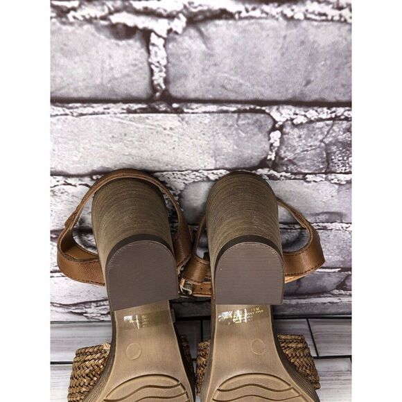 Mariella Brown Leather Woven Cross AnkleStrap Heel Sandals Women Sz 7.5M US/38EU - Picture 13 of 16